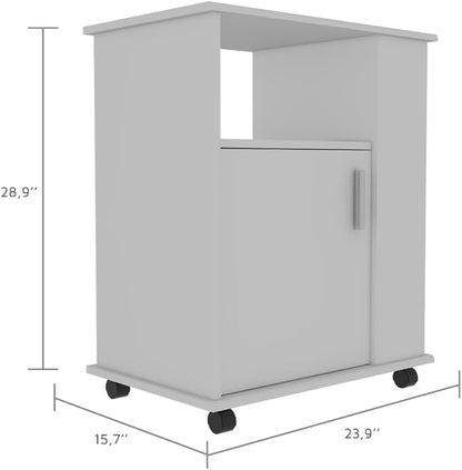 GOWE 2 Piece Kitchen Set, Delos Kitchen Island + Munich Lower Microwave Pantry Cabinet, White/Onyx