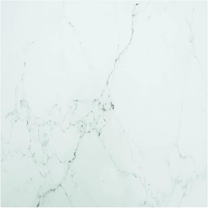 23.6" Square White Tempered Glass Table Top, Marble Design, 0.2" Thick, 11.82 lbs, Scratch-Resistant, for Dining/Living Room or Small Apartment