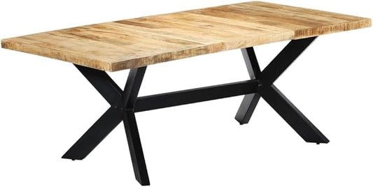 Dining Table Brown Mango Wood 78.7x39.4x29.5 Seats 6 Modern Hairpin Legs Expandable Indoor Kitchen