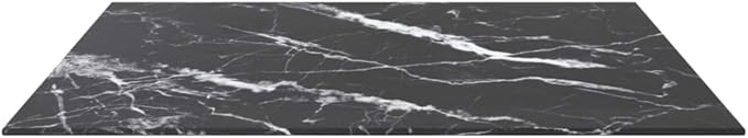 Square Tempered Glass Tabletop 27.6 x 27.6 in Black White Marble Design Modern Countertop for Dining Room Kitchen Bar or Small Apartment