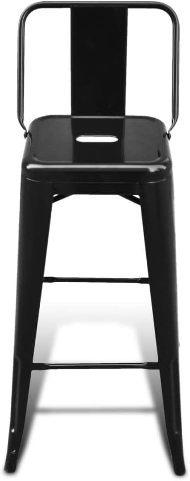 Modern Black Steel Bar Stools Set for Kitchen Island, High Table - Sleek Design, Durable Metal Construction with Comfortable Footrest, Easy Clean Indoor Use