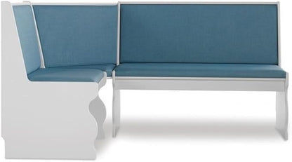Riverbay Patio Conversation Indoor 3 Piece Kitchen Corner Nook Table Booth Bench Breakfast Dining Set in Capri Blue