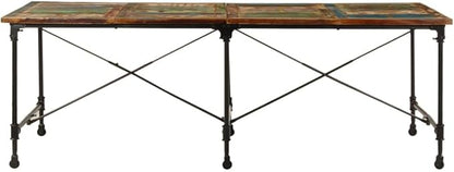 Multicolor Industrial Dining Table Solid Reclaimed Wood with Metal Legs Seats 8 Rustic Finish for Dining Room Kitchen and Home