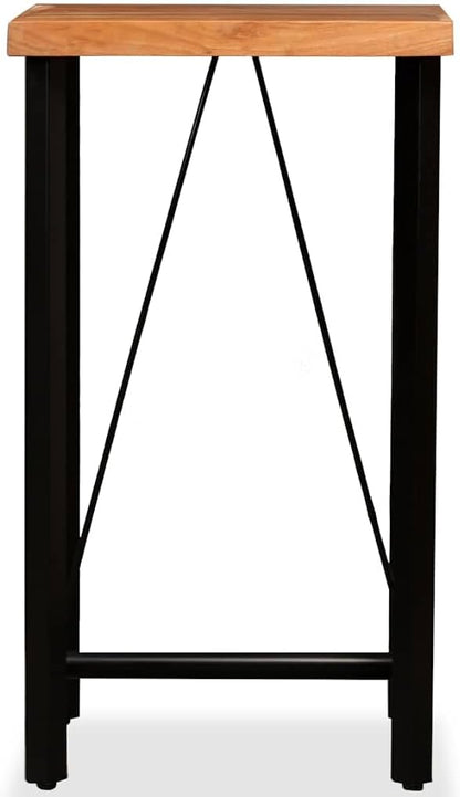 Industrial Bar Table, 23.6x23.6 Inch Square Pub Table with Solid Acacia Wood Top and Heavy Duty Steel Frame, High Counter Dining Table for Kitchen, Bistro, Home Decor