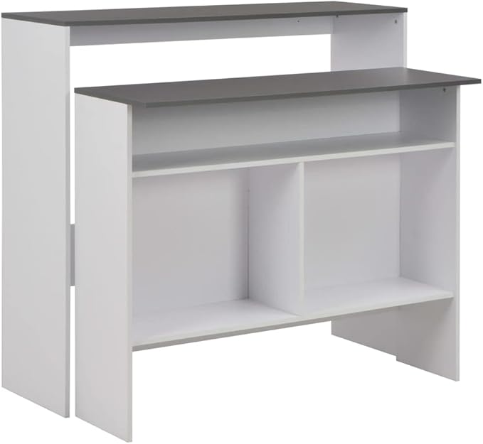 Bar Table White Grey Engineered Wood 15.7x51.2x47.2 in Adjustable Height 39.4-47.2 in Modern Small Dining Table for Kitchen Bar Dining Room