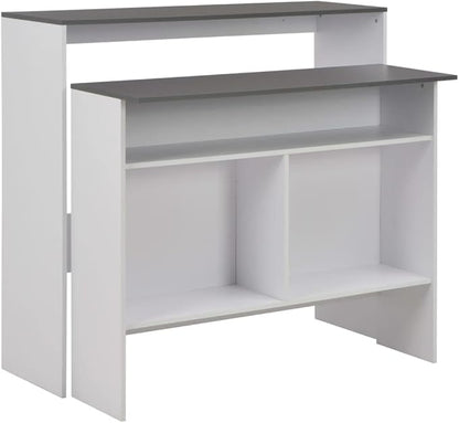 Bar Table White Grey Engineered Wood 15.7x51.2x47.2 in Adjustable Height 39.4-47.2 in Modern Small Dining Table for Kitchen Bar Dining Room