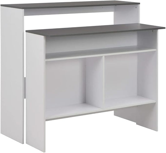 Bar Table White Grey Engineered Wood 15.7x51.2x47.2 in Adjustable Height 39.4-47.2 in Modern Small Dining Table for Kitchen Bar Dining Room