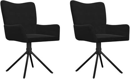 Swivel Dining Chairs Set of 2, Black Velvet Upholstered Modern Accent Chairs with 360 Degree Rotation for Kitchen Island, Dining Room, Home Office - Sturdy Metal Frame & Comfortable Padded Seat