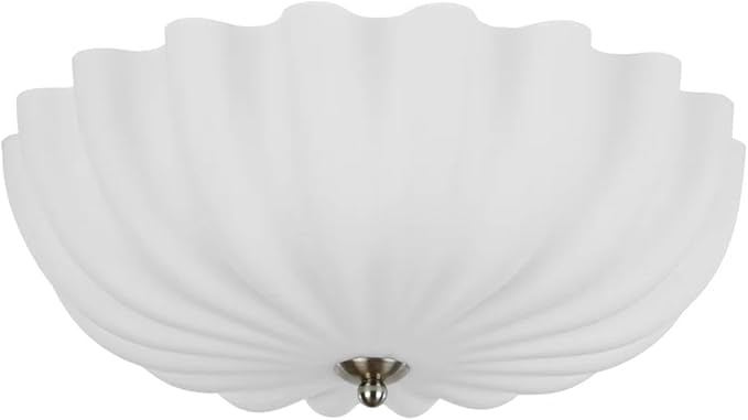 Mid Century Modern Flush Mount Ceiling Light with Milk White Glass Shade, White Flower Ceiling Lamp, 15.74inch Large LED Kitchen & Hallway Ceiling Light Fixture.