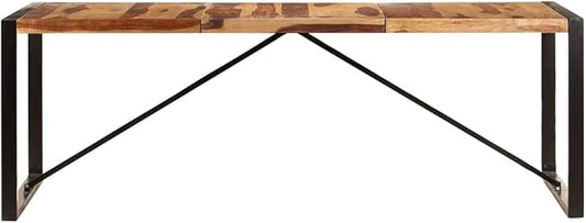 86.6" Solid Sheesham Wood Industrial Dining Table Antique Style Narrow Console Height Countertop for Kitchen Room Furniture