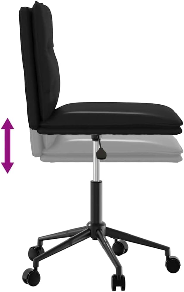 Set of 2 Black Adjustable Dining Chairs Faux Leather with Matte Metal Legs 31.9-35 in Height Modern Accent Seating for Dining Room Living Room Kitchen