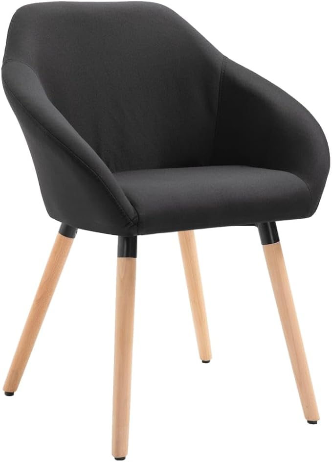 4-Piece Black Fabric Dining Chairs Set Solid Wood Frame Matte Finish Indoor Seating for Dining Room Kitchen Living Room