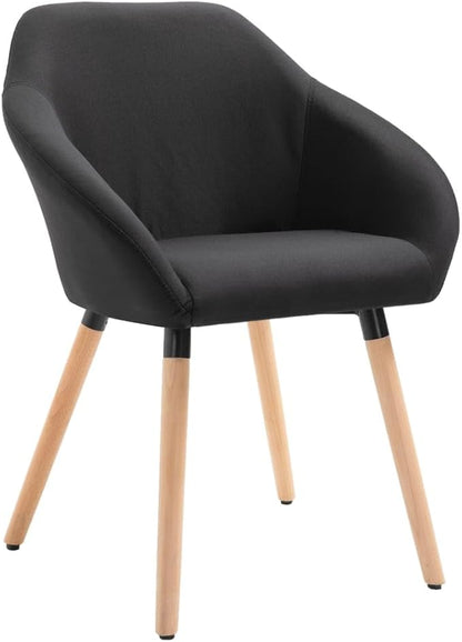 4-Piece Black Fabric Dining Chairs Set Solid Wood Frame Matte Finish Indoor Seating for Dining Room Kitchen Living Room