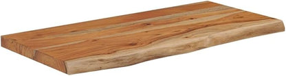 Solid Acacia Wood Live Edge Shelf Wall Mounted for Decorative Items with Shelf Supporting 165 lbs, Rustic Wall for Living Room, Brown Acacia Wood 23.6 x 11.8 x 1.5 Inches