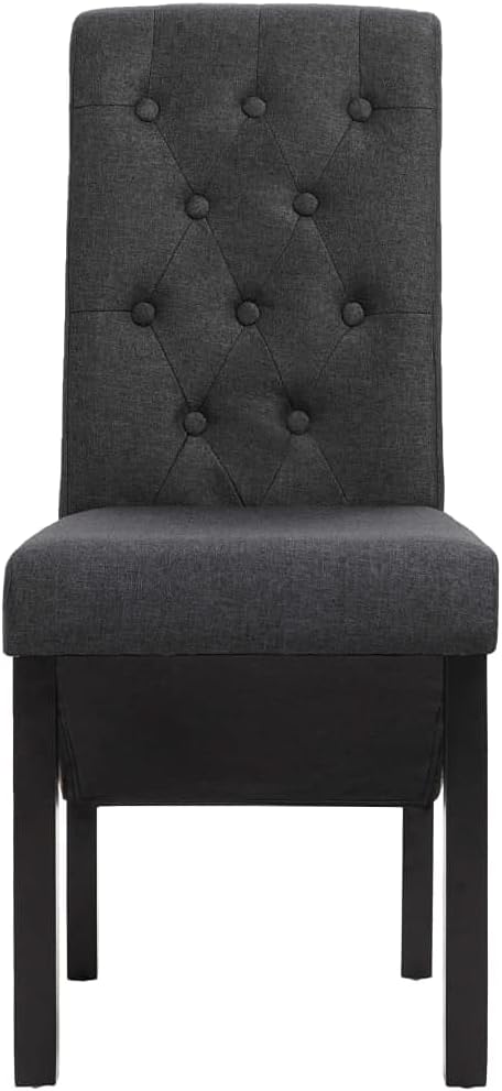 Set of 6 Dark Gray Dining Chairs, 16.5"x22"x37.4" Rubberwood Frame, Ergonomic Modern Accent Seat for Dining Room, Kitchen, Living Room, Small Space