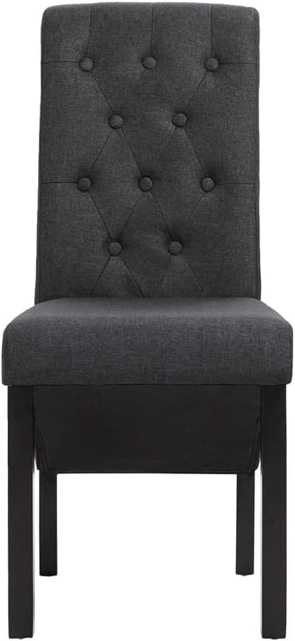 Set of 6 Dark Gray Dining Chairs, 16.5"x22"x37.4" Rubberwood Frame, Ergonomic Modern Accent Seat for Dining Room, Kitchen, Living Room, Small Space