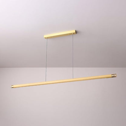 47" Wood Linear Pendant Light, Modern Wabi-Sabi Chandelier with Handcrafted Walnut & Brass, 3 Color Temperatures (3000K-6000K), Hanging Light Fixture for Dining Room, Kitchen, Bedroom