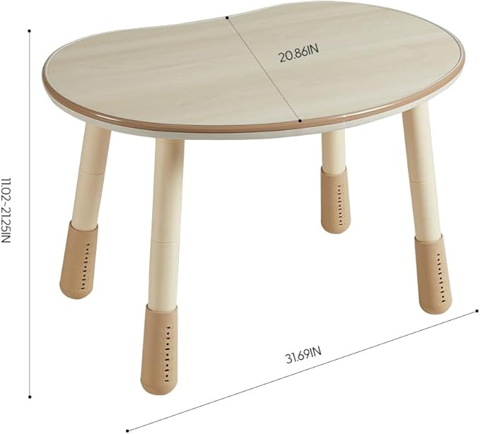 Children's Table, Height Adjustable Kids Play Table, Graffiti-Ready Kids Art Table. Suitable for Home & Kindergarten, Brown