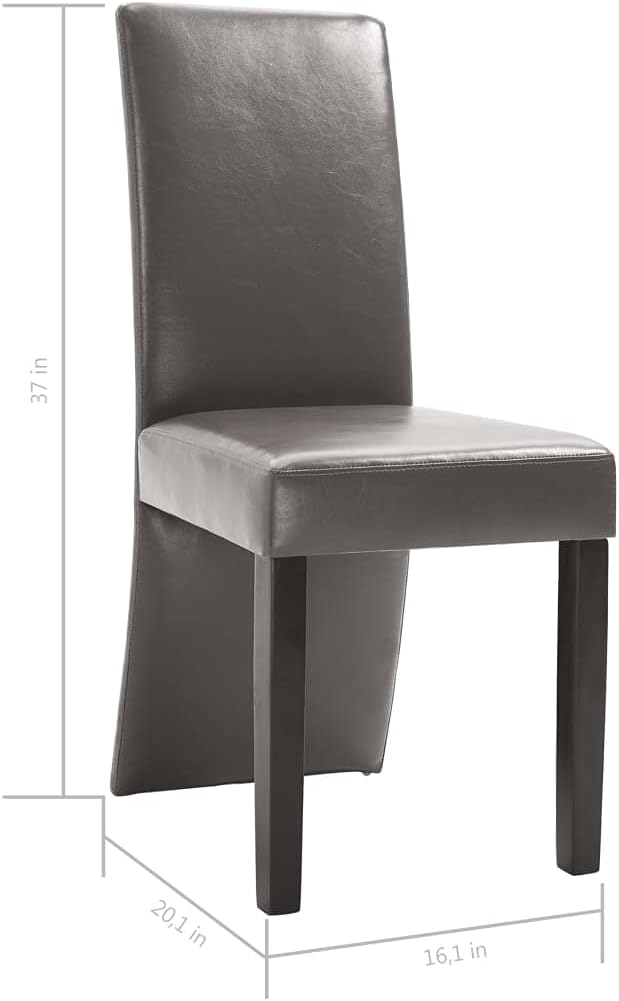 Dining Chairs 4 pcs Modern Farmhouse Design Gray Faux Leather Upholstery High Back Ergonomic Comfort Wooden Legs for Kitchen Dining Room Living Room