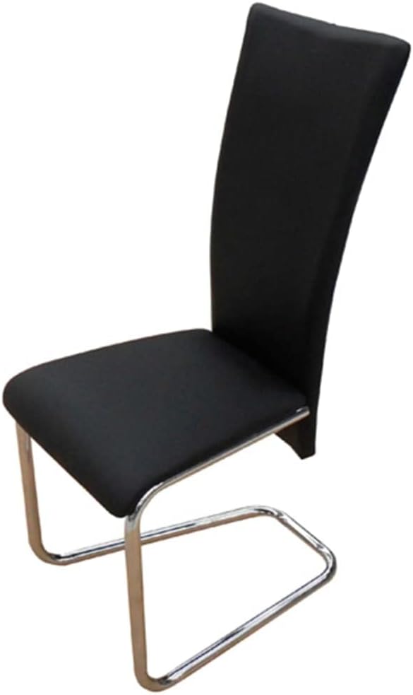 Modern Dining Chairs Set of 4 Black Faux Leather Upholstered Kitchen Chairs with Chrome Iron Legs for Dining Room and Farmhouse Decor