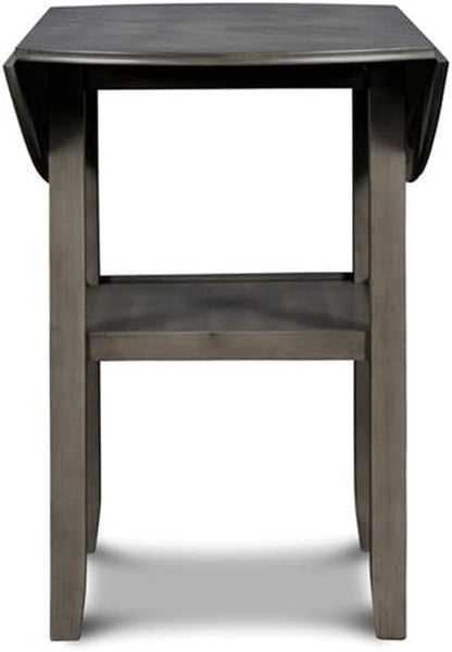 New Classic Furniture Gia 3-Piece Drop Leaf Counter Table Set with 2 Chairs, 42-Inch, Gray