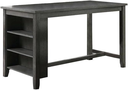 HomeStock Counter Height Table with Shelves - Kitchen Island Table - Gray