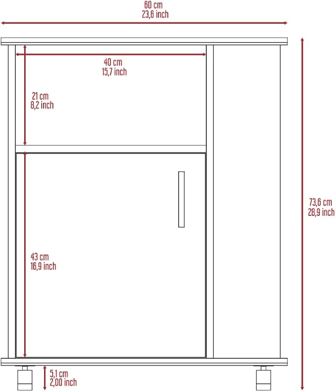 GOWE 2 Piece Kitchen Set, Delos Kitchen Island + Munich Lower Microwave Pantry Cabinet, White/Onyx