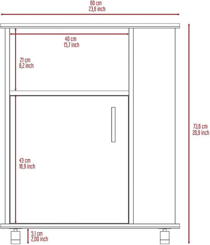 GOWE 2 Piece Kitchen Set, Delos Kitchen Island + Munich Lower Microwave Pantry Cabinet, White/Onyx