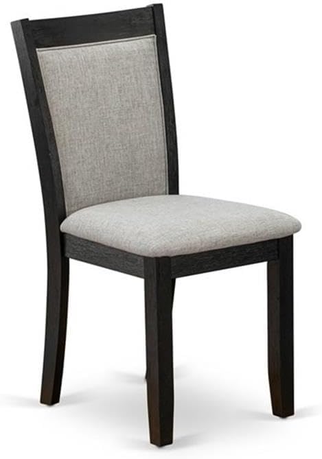 East West Furniture MZC6T06 Monza Parson Chairs - Shitake Linen Fabric Padded Dining Chairs, Set of 2, Wirebrushed Black