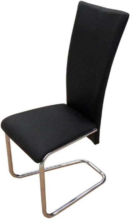4-Pack Black Faux Leather Dining Chairs Set, 21.7" Seat Depth Chrome Metal Legs Thick Padding Modern Accent Kitchen Chairs for Dining Room Living Room Bedroom