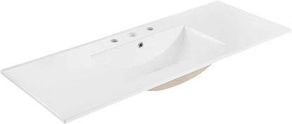 Modway EEI-4375-WHI Cayman 48" Single Basin Bathroom Sink, White