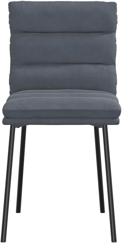 Modern Dining Chairs Set of 2 Dark Gray Velvet Upholstered Accent Chairs Compact Size for Dining Room Kitchen Bedroom
