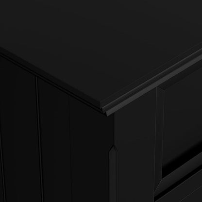 SIMPLIHOME Acadian Storage Cabinet - 36 inch Wide Solid Wood Entryway Storage Cabinet in Black, Transitional Cabinet for Hallway or Living Room with 2 Drawers and Adjustable Shelves