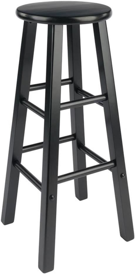 Winsome Element 2-Piece Counter Stool Set, 29" in Black, Classic Backless Bar Chairs for Kitchen & Dining Room Seating, Timeless Essential Furniture for Home, Dorm, Apartments