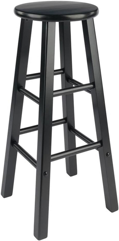 Winsome Element 2-Piece Counter Stool Set, 29" in Black, Classic Backless Bar Chairs for Kitchen & Dining Room Seating, Timeless Essential Furniture for Home, Dorm, Apartments