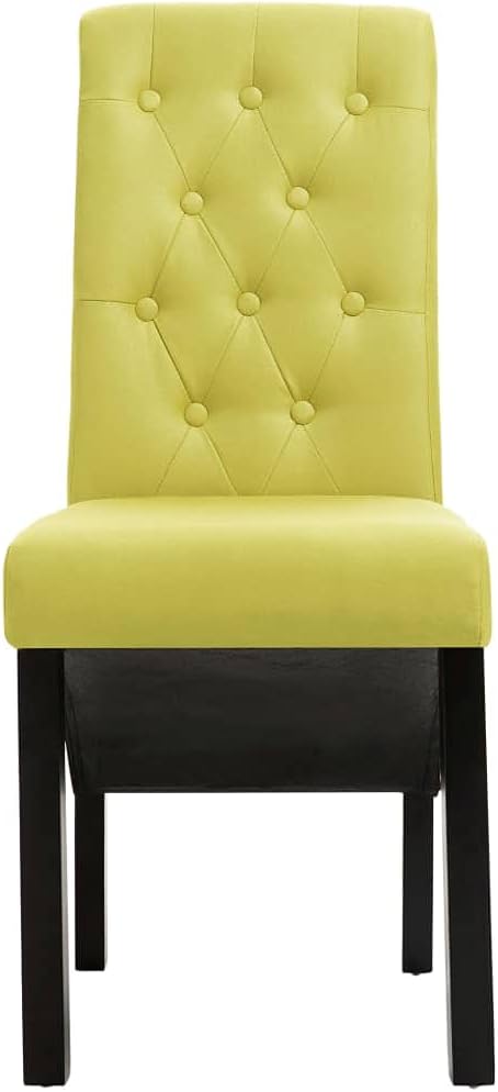 Set of 2 Green Dining Chairs with Rubber Wood Legs, 8.8 x 6.5 x 14.7 in Ergonomic Accent Seats for Kitchen, Dining Room or Living Room