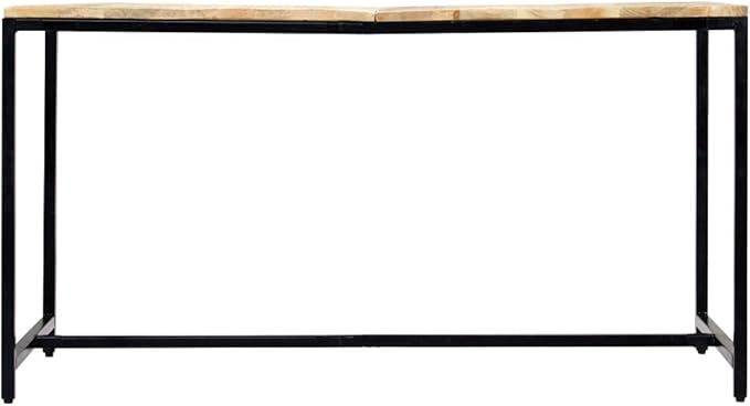 Solid Rough Mango Wood Dining Table with Powder-Coated Iron Legs Kitchen Dinner Dining Room Home Office Indoor Furniture Meal Restaurant Table Side Table 55.1" x 27.6" x 29.5"