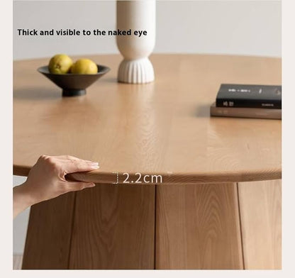 GVAwood Ash Solid Wood Round Dining Table. 59.1x59.1x29.5 inch / 150x150x75 cm/Natural Wood Color / 1.5-Meter Dining Table