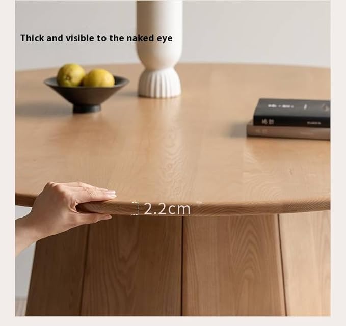 GVAwood Ash Solid Wood Round Dining Table. 59.1x59.1x29.5 inch / 150x150x75 cm/Natural Wood Color / 1.5-Meter Dining Table with 4 Chairs