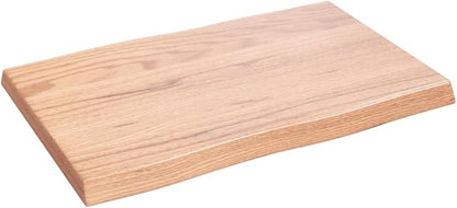 Solid Oak Live Edge Tabletop 15.7" x 23.6" Brown Varnished Butcher Block Countertop for Dining Room Kitchen Office Craft Station