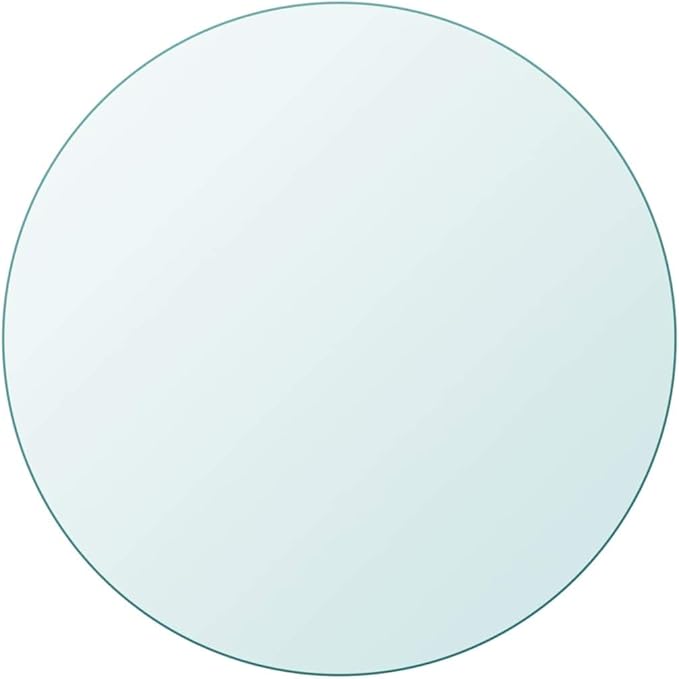 11.8" Round Tempered Glass Tabletop, Polished Edge, Heat-Safe, for Patio/Coffee/Desk, Easy Clean