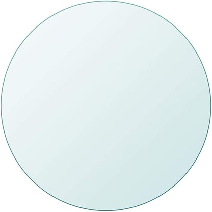 11.8" Round Tempered Glass Tabletop, Polished Edge, Heat-Safe, for Patio/Coffee/Desk, Easy Clean