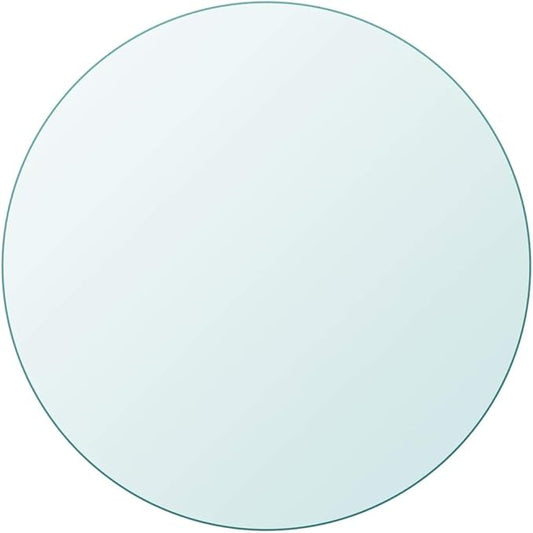 11.8" Round Tempered Glass Tabletop, Polished Edge, Heat-Safe, for Patio/Coffee/Desk, Easy Clean