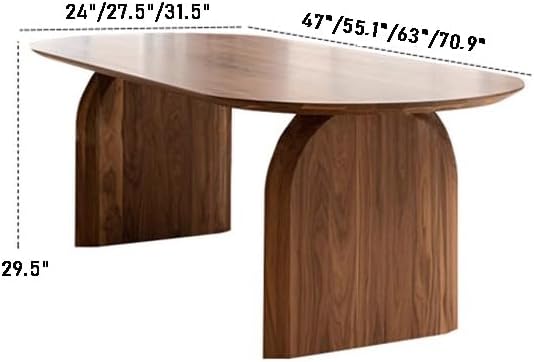 Oval Dining Table, Mid Century Modern Double Pedestal Table Large Dining Table for 4, Solid Wood Kitchen and Dining Room Table, 47.2" L x 23.6" W x 29.5" H