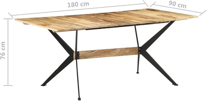Industrial Dining Table Brown 70.9x35.4x29.9 inches Solid Mango Wood Top with Powder-Coated Steel Frame for Kitchen Dining Room Gatherings up to 6
