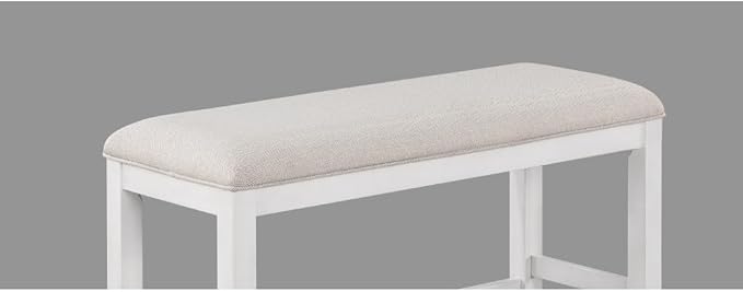 Counter Height Dining Bench with Fabric Upholstery and Wooden Frame for Kitchen Island Seating
