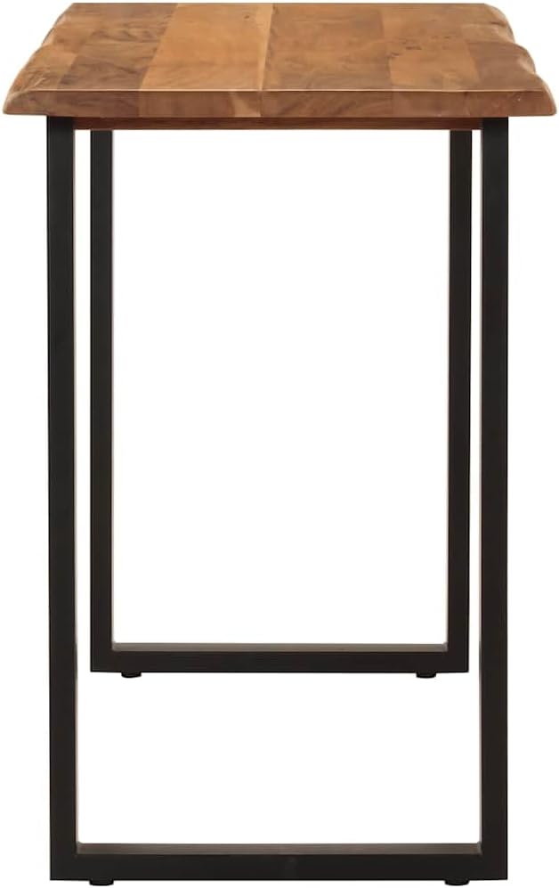 Rectangular Dining Table, Natural Acacia Wood, Black Iron Legs, 43.3 x 19.7 Inch, for Kitchen, Dining Room, Modern Industrial Style