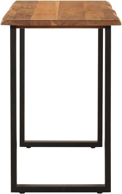 Small Dining Table Solid Acacia Wood & Black Iron Frame Industrial Rectangular Kitchen Table for 4, 43.3 x 19.7 x 29.9 in Rustic Modern Design for Apartment Condo Kitchen