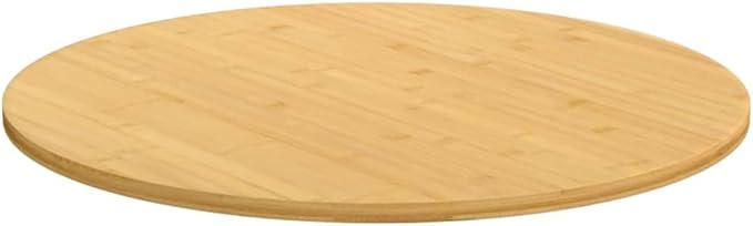 Round Bamboo Table Top 23.6 x 0.6 in Solid Wood Slab Varnished Finish for Kitchen Island Replacement Outdoor Bistro Desk Workbench RV Small Dining Room Patio