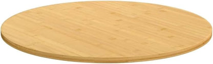 Round Bamboo Table Top 23.6 x 0.6 in Solid Wood Slab Varnished Finish for Kitchen Island Replacement Outdoor Bistro Desk Workbench RV Small Dining Room Patio